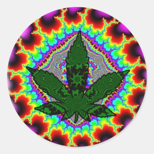 Crazy Smoke Weed Fun Rasta Ronde Sticker (Voorkant)