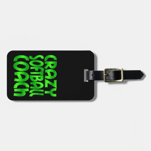 Crazy Softball Coach in het groen Bagagelabel (Voorkant horizontaal)