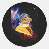 Crazy Space Taco Cat Funny V2 Ronde Sticker (Voorkant)