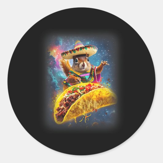Crazy Space Taco Squirrel Cinco de Mayo Squirrel S Ronde Sticker (Voorkant)
