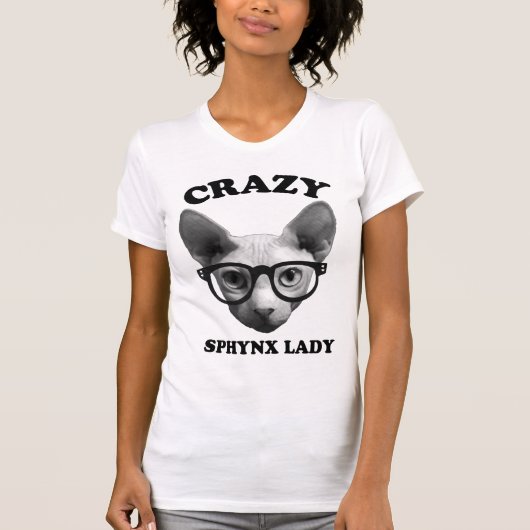 Crazy Sphynx Lady T-shirt (Voorkant)