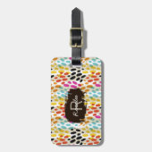 Crazy Spots Pattern met aangepaste monogram & naam Bagagelabel (Voorkant verticaal)