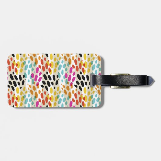 Crazy Spots Pattern met aangepaste monogram & naam Bagagelabel (Achterkant horizontaal)