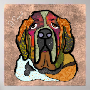 Crazy St Bernard-hond heeft een handgeschilderd Po Poster
