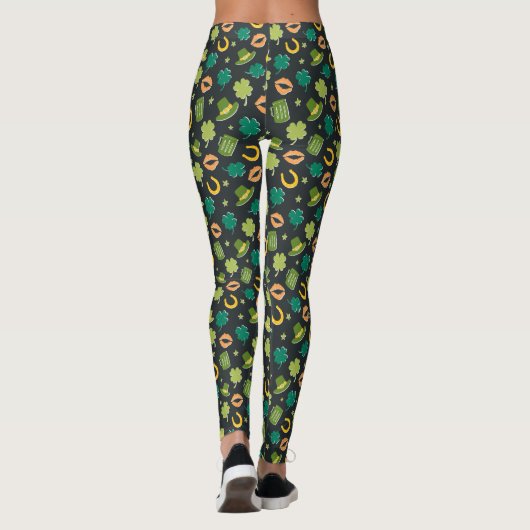Crazy St Patrick's Day-patroon Leggings (Achterkant)