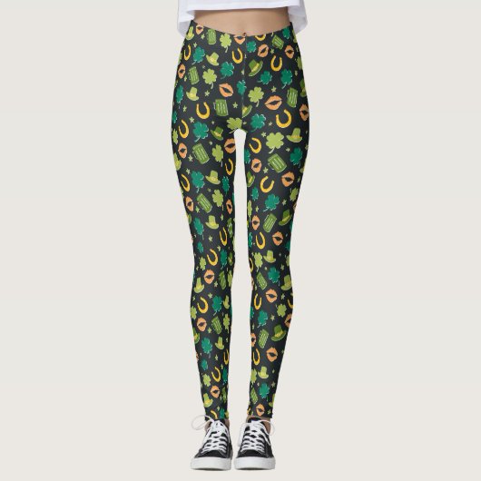 Crazy St Patrick's Day-patroon Leggings (Voorkant)