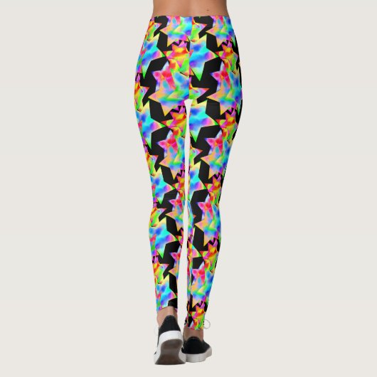 Crazy Star Trip Dazzle Shine Focus Rainbow Galaxy Leggings (Achterkant)