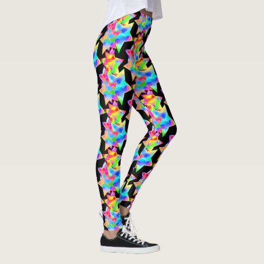 Crazy Star Trip Dazzle Shine Focus Rainbow Galaxy Leggings (Rechts)