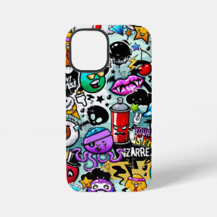 Crazy Sticker Schedel lippen spray Graffiti iPhone 12 Mini Hoesje