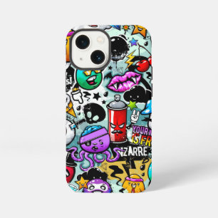Crazy Sticker Skull, lippen, spray Graffiti iPhone 13 Mini Hoesje