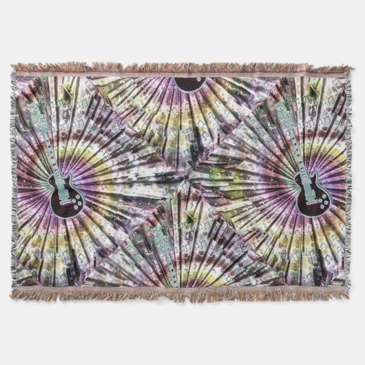 Crazy Stropdas-Dye Effect Colorful Guitar Throw Bl Deken (Voorkant)
