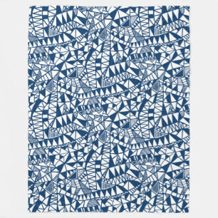 Crazy Structure Pattern 060423 - Indigo Style Blue Fleece Deken