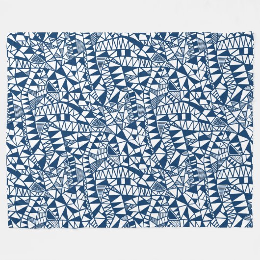 Crazy Structure Pattern 060423 - Indigo Style Blue Fleece Deken (Voorkant (Horizontaal))