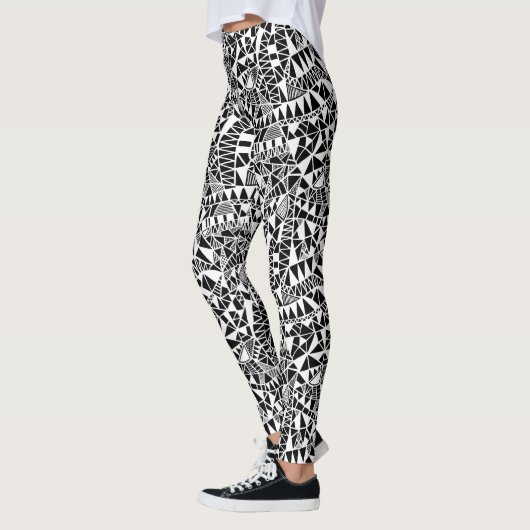Crazy Structure Pattern 060423 - White on Black Leggings (Links)