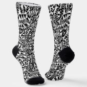 Crazy Structure Pattern 060423 - White on Black Sokken (Gebogen)