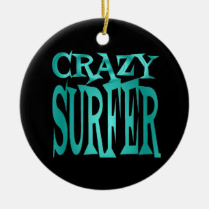 Crazy Surfer in het Blauwgroen Keramisch Ornament