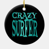Crazy Surfer in het Blauwgroen Keramisch Ornament (Achterkant)