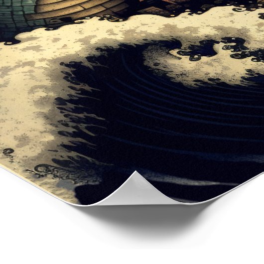 Crazy Sushi Shark Anime Attacking Poster (Hoek)