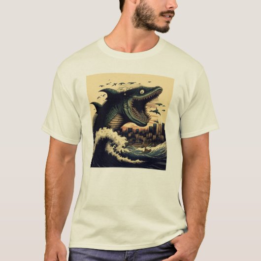 Crazy Sushi Shark Anime Attacking T-shirt (Voorkant)