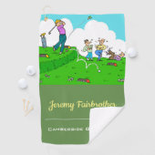 Crazy t-shirt-off - Funny Golf Cartoon Golfhanddoek (Insitu)