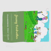 Crazy t-shirt-off - Funny Golf Cartoon Golfhanddoek (Horizontaal)