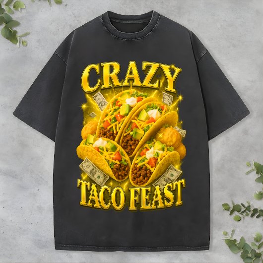 Crazy Taco Feest T-shirt Retro Grappige Liefhebber