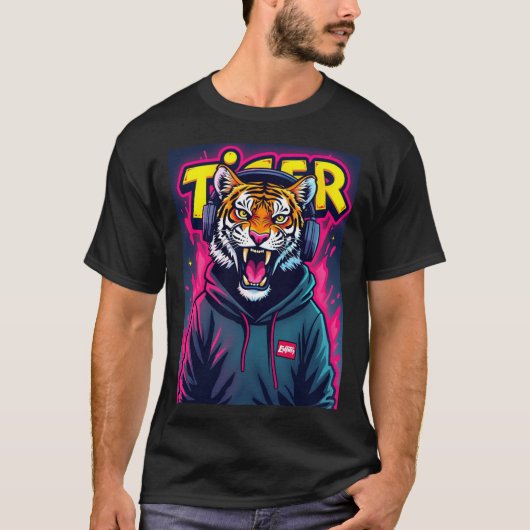 Crazy Tiger T-shirt ontwerp (Voorkant)