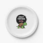 Crazy Tortoise Lady Tortoises Mom Vrouwen Schildpa Papieren Bordje (Voorkant)