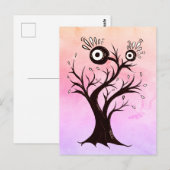 Crazy Tree Creatink Art Pink Fantasy Briefkaart (Voorkant / Achterkant)