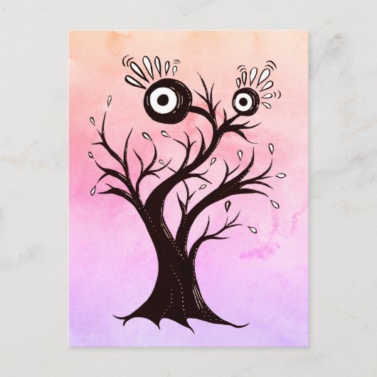 Crazy Tree Creatink Art Pink Fantasy Briefkaart (Voorkant)