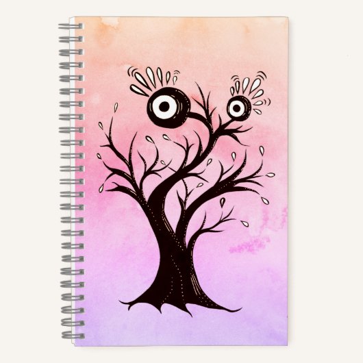Crazy Tree Creatink Art Pink Fantasy Notitieboek (Voorkant)