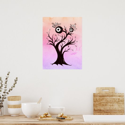 Crazy Tree Creatink Art Pink Fantasy Poster (Keuken)