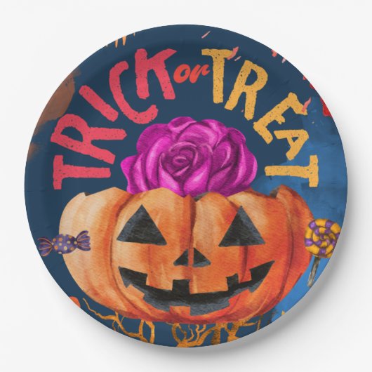 Crazy trick or treat papieren bordje (Voorkant)