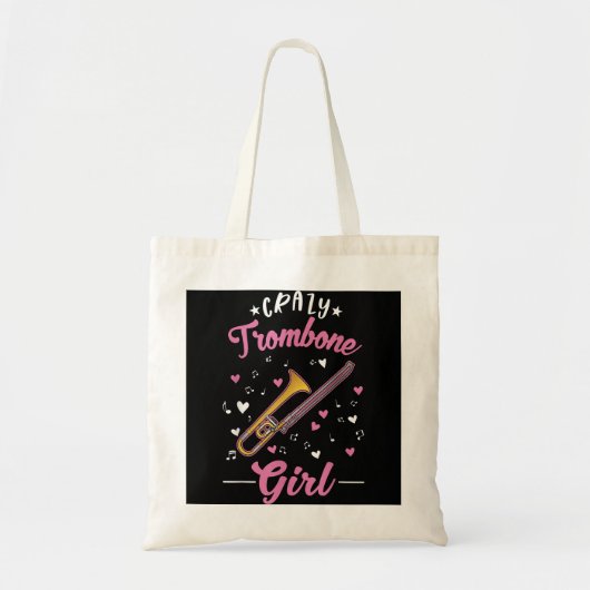 Crazy Trombone Girl Trombone Tote Bag (Voorkant)