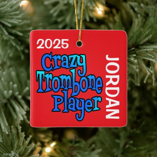 Crazy Trombone Speler Aangepast Keramisch Ornament (Boom)