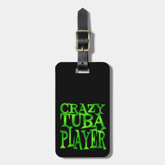 Crazy Tuba speler in het groen Bagagelabel (Voorkant verticaal)