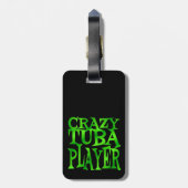 Crazy Tuba speler in het groen Bagagelabel (Achterkant verticaal)