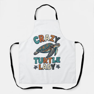 Crazy Turtle Lady Vintage Zeeschildpad Shirt Ontwe Schort