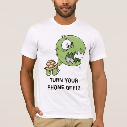 Crazy Turtle "TURING UW TELEFOON OFF" shirt (Voorkant)