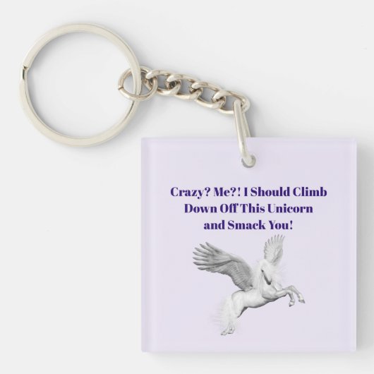 Crazy Unicorn Acrylische Sleutelhanger (voorkant)
