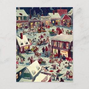 Crazy Village on kerstve Holiday Briefkaart