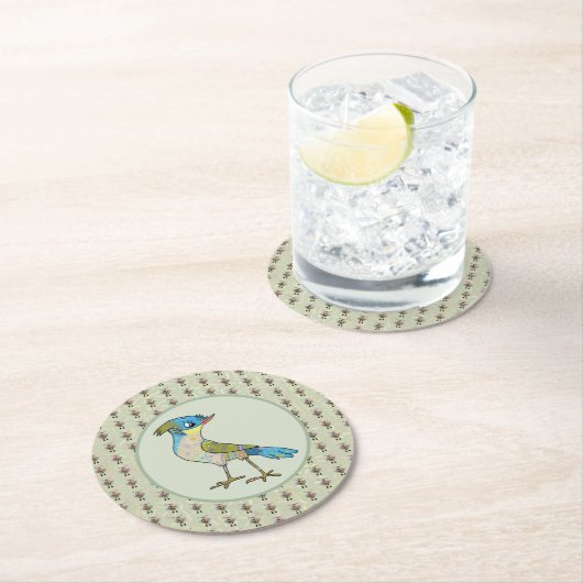Crazy Vogel  Ronde Kartonnen Onderzetter (Insitu)