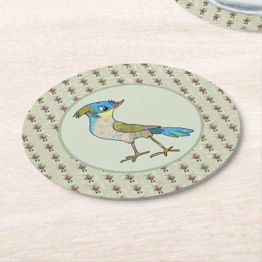 Crazy Vogel Ronde Kartonnen Onderzetter (Gebogen)