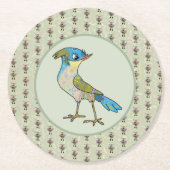 Crazy Vogel Ronde Kartonnen Onderzetter (Voorkant)