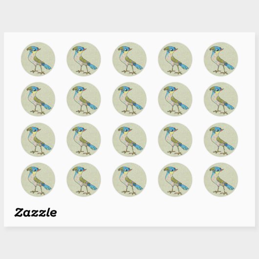 Crazy Vogel  Ronde Sticker (Vel)