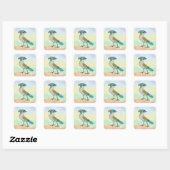 Crazy Vogel   Vierkante Sticker (Vel)