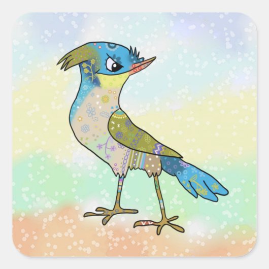 Crazy Vogel   Vierkante Sticker (Voorkant)