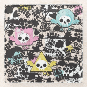 Crazy vogelpatroon glazen onderzetter