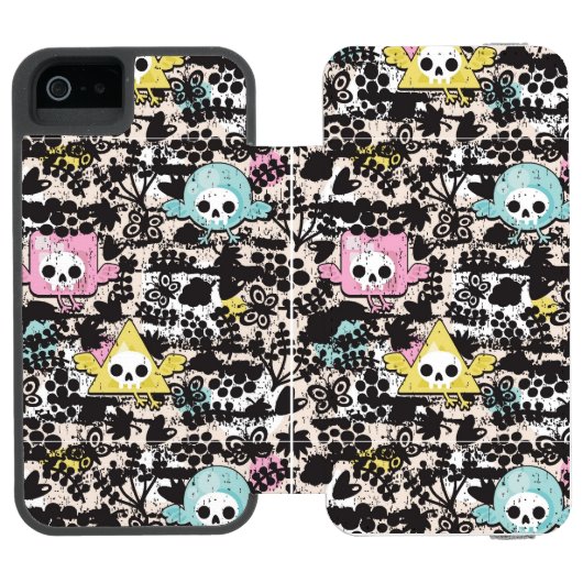 Crazy vogelpatroon incipio iPhone portemonnee hoesje (Agenda Open)