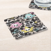 Crazy vogelpatroon kartonnen onderzetters (Schuin)